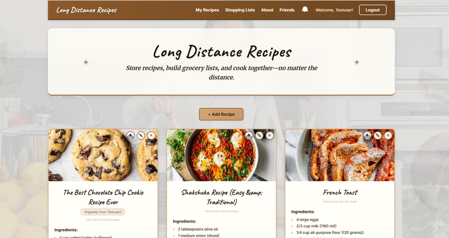 Long Distant Recipes — A recipe sharing app designed for simplicity and clarity. I created intuitive flows for storing recipes, editing content, and managing grocery lists.